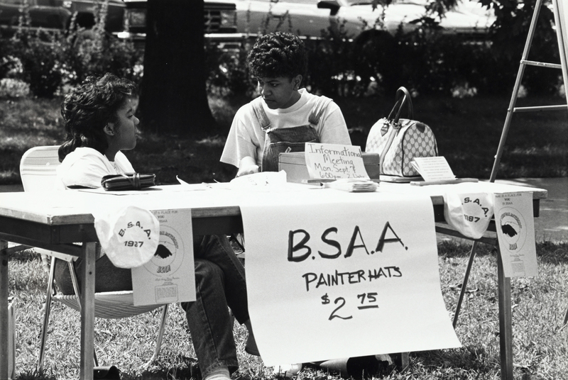 Black Student Action Association members staff an information table during the Black Cultural Festival, September 1987